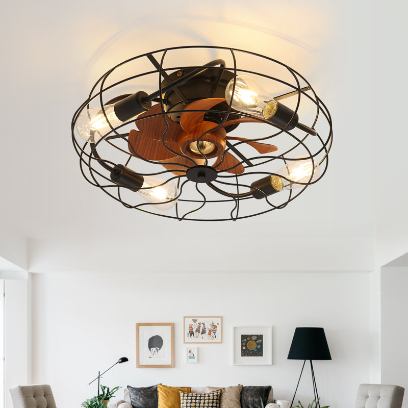 51CM 7 - Blade Caged Ceiling Fan Bladeless With Remote Control And Light Kit Included