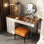 Ensemble de meuble-lavabo de 47 po de haute qualité, prise de courant, plateau en verre, très facile à assembler, avec tabouret de maquillage