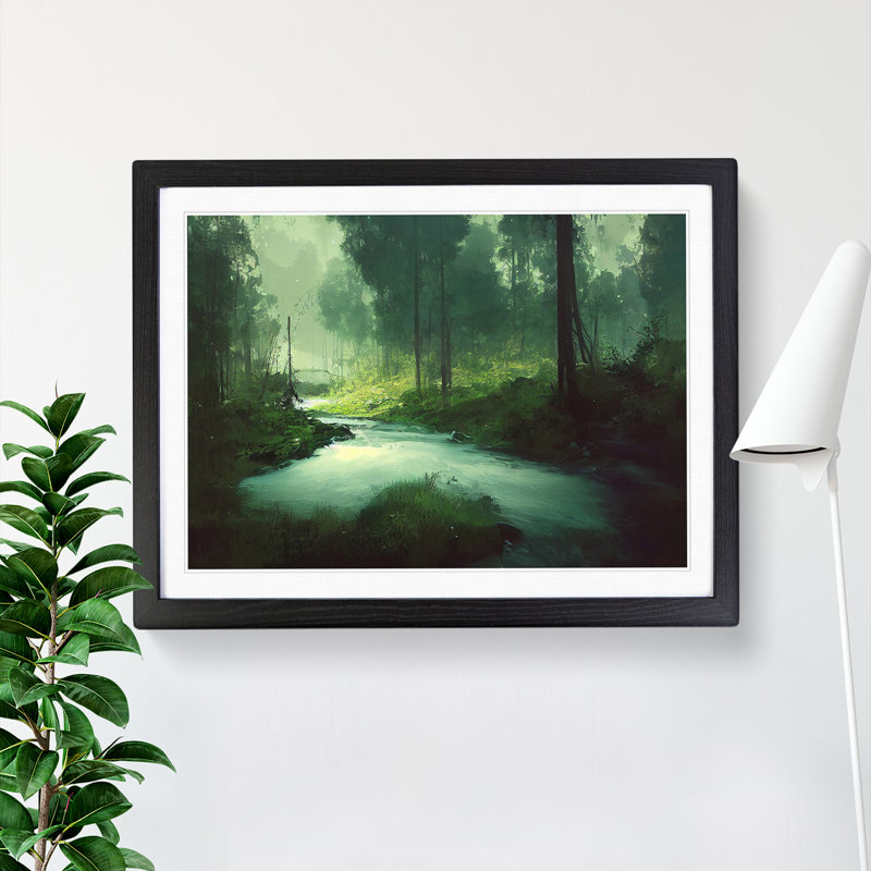 Spellbinding Forest Stream - Framed Print, 46cm H x 64cm W x 2cm D, Black