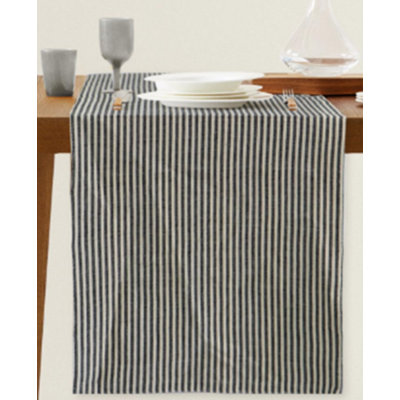 Tight Black And White Striped Table Runner
