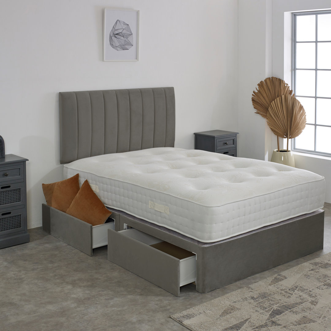 Noni Plush Panel Divan Bed Set With 1000 Pocket Deluxe Memory Mattress