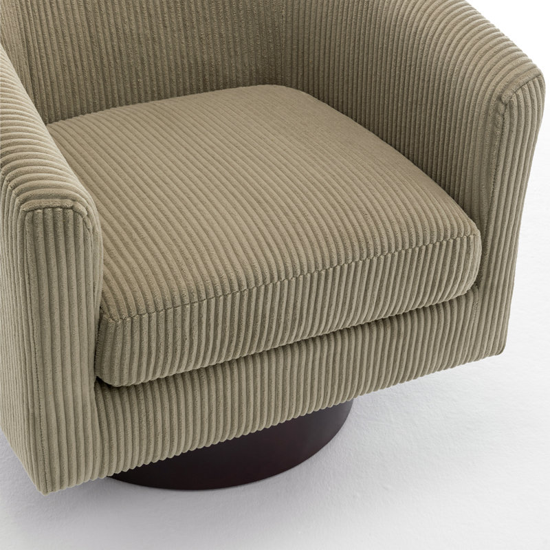 Bennett 72.1Cm Wide Swivel Barrel Chair, Camel Corduroy