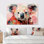 Floral, rose et vert Koala III - Koala, art mural animal