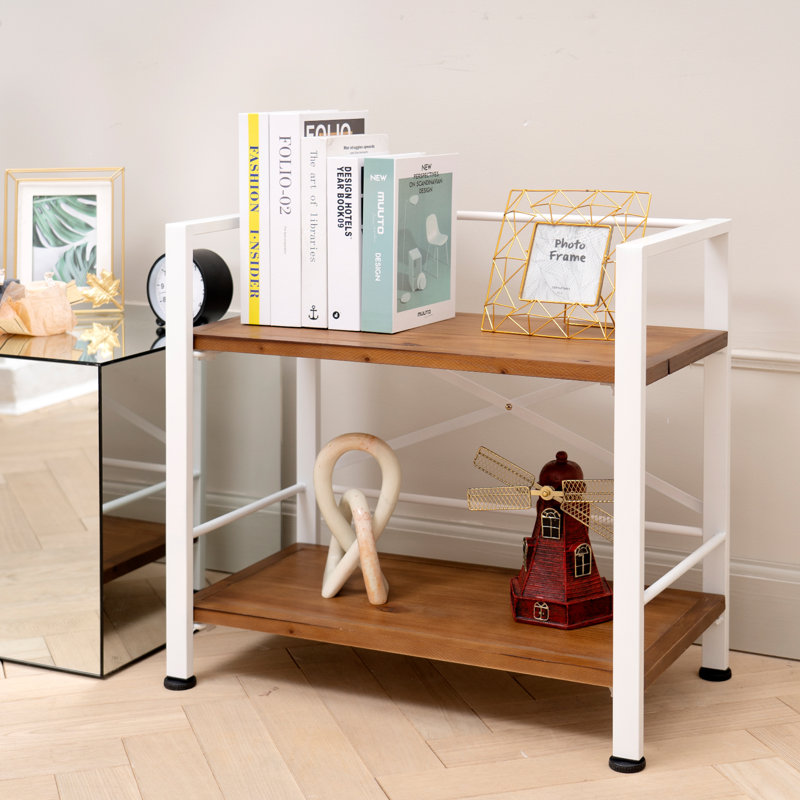 Bibliothèque étagère Iron, Blanc, (2 tablettes) H 22,8 po x l 23,6 po x P 12,6 po
