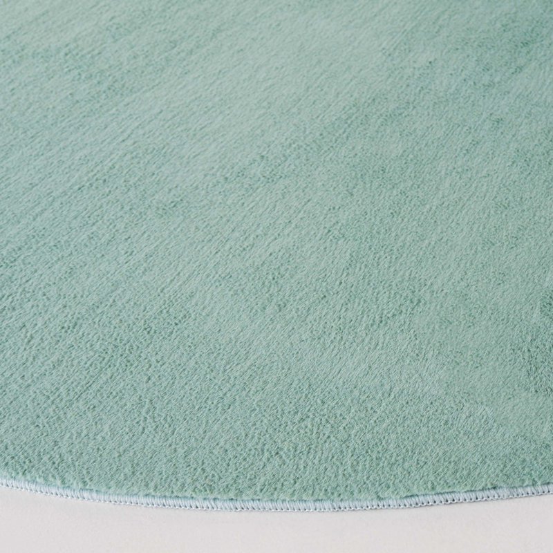 Faux Rabbit Fur Performance Machine Washable Solid Color Rug, Round 6'