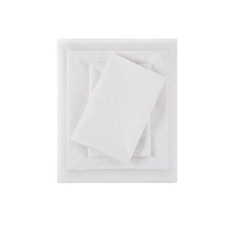Gracie Mills Iris Printed Microfiber Sheet Set, Twin Sheet Set w/1Fitted Sheet& 1Pillowcase, Blue