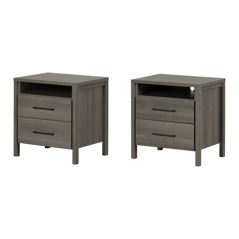 Gravity Nightstands Gray Maple, Gray Maple