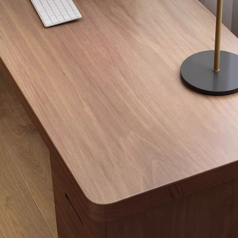 Nut-brown L-Shaped Solid Wood with 3 drawers desk, Left, 29.53" H x 62.99" W x 39.37" D