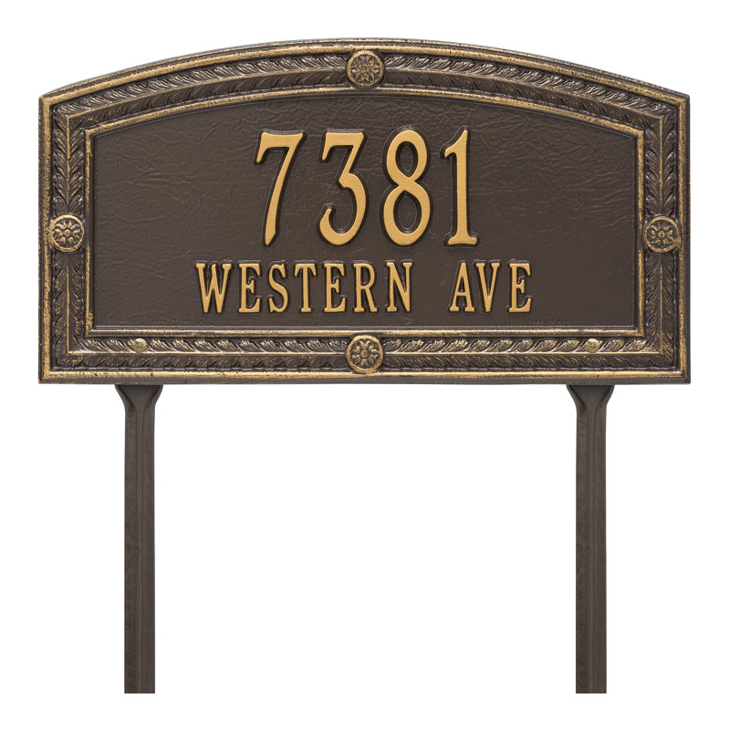 Plaque d'adresse personnalisée sur 2 lignes Hamilton, Bronze/Doré