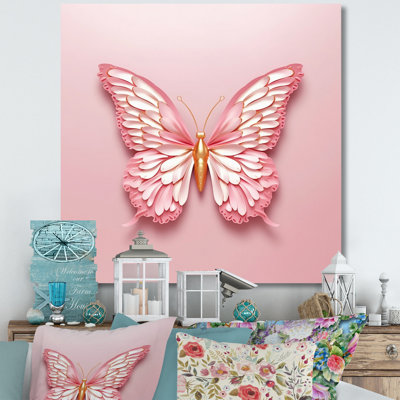 Pink and Gold Butterfly III - Butterfly Wall Decor