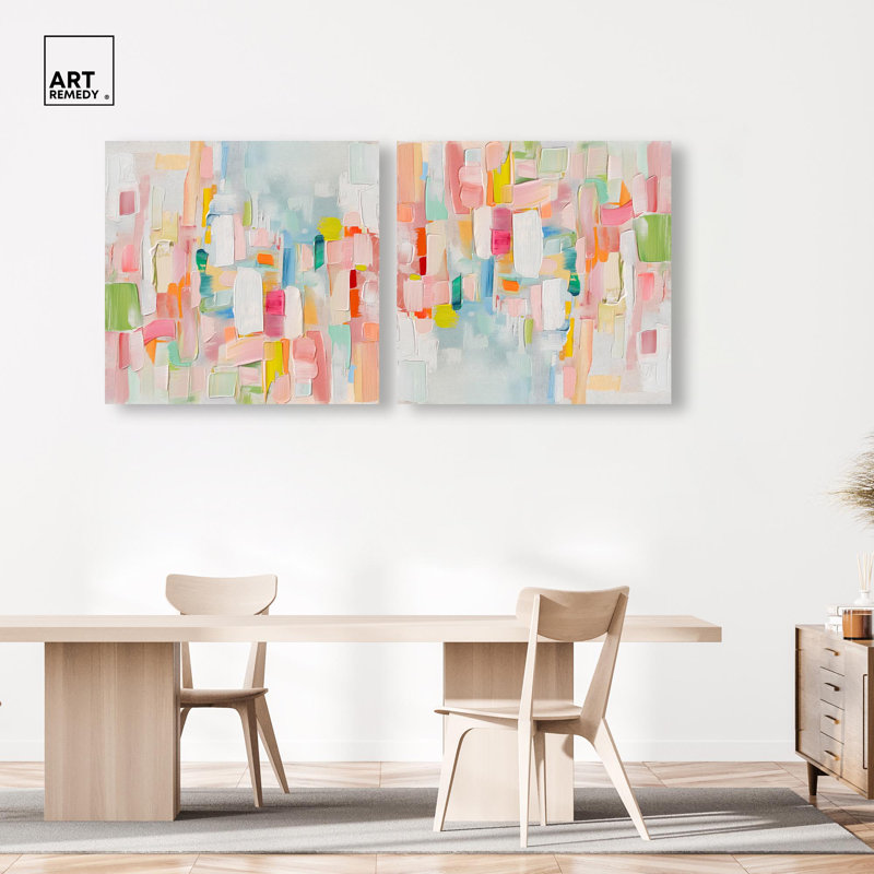 Symphonie de couleurs «I» sur toile satinée, art par Art Remedy, H 40 po x l 40 po, Toile tendue