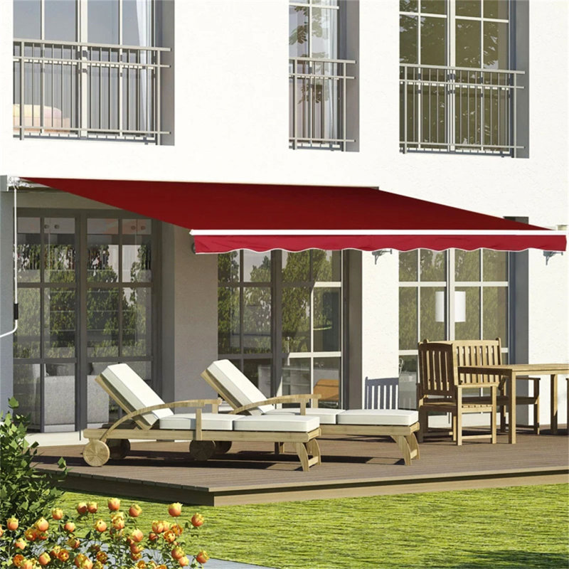 Dakota Fields Polyester Green Cover Retractable Patio Awning, 250 cm W x 200 cm D, Grey