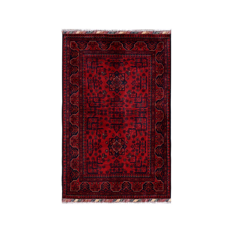 Tapis oriental rouge en laine noué à la main 3 pi 3 po x 5 pi 1 po - MOA102729