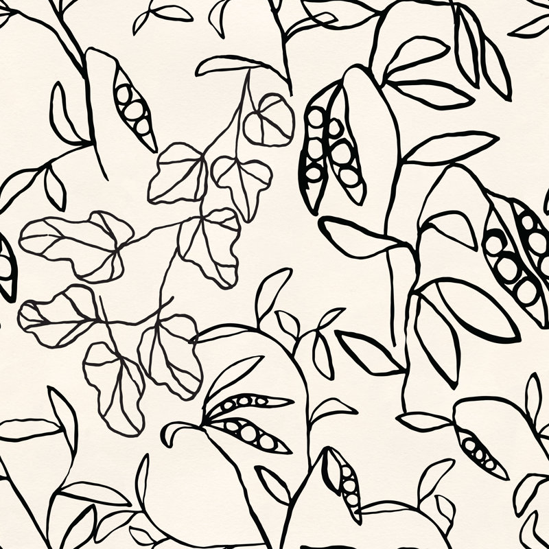 Floral Wallpaper by Susan Hable, Cream/Black