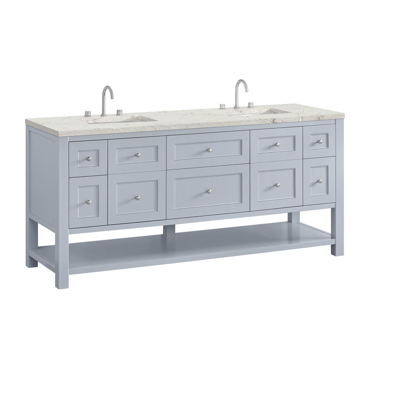 Breckenridge 72'' W Double Vanity, Victorian Silver, Serenity Blue