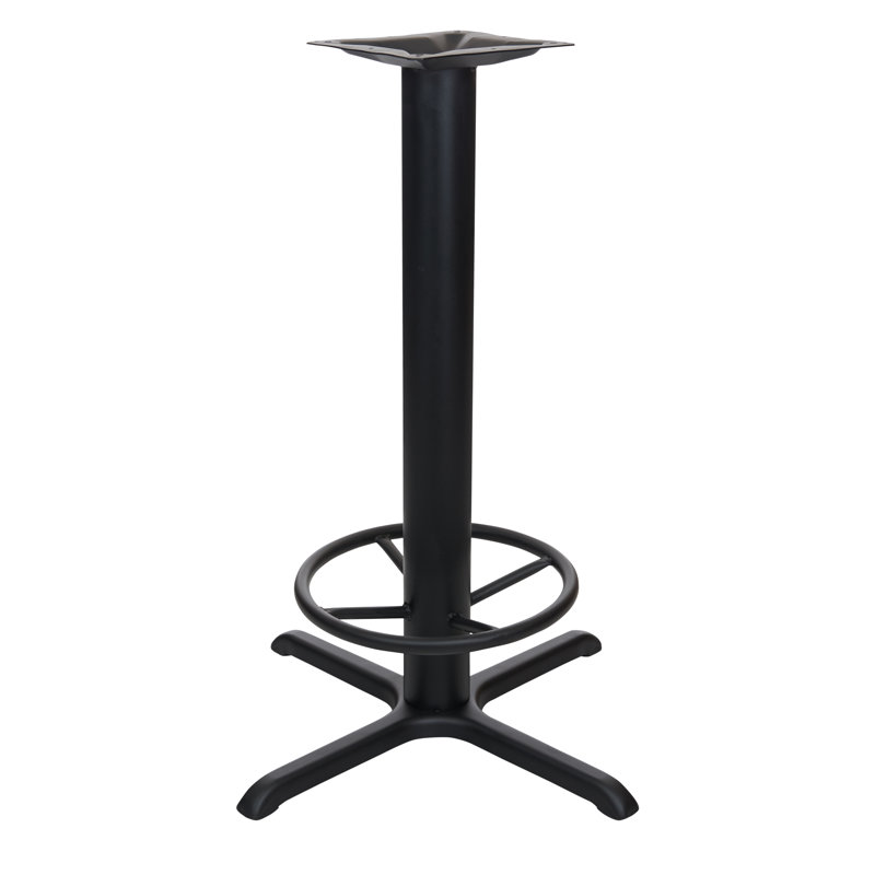 STB noir 30 x 30 po, hauteur de la table de bar intérieure, colonne 4 po, colonne avec anneau de pied
