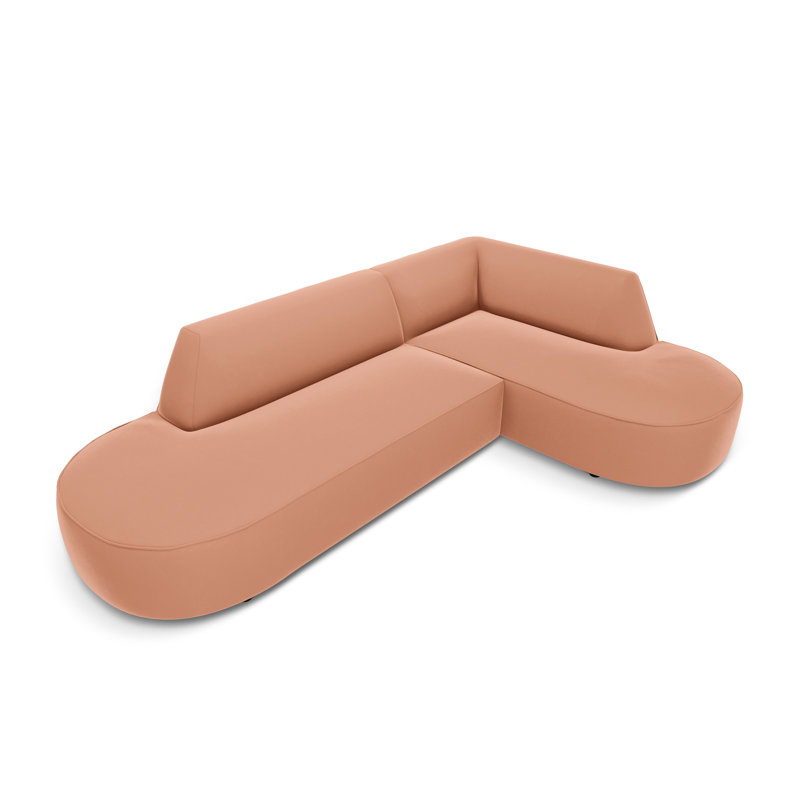 Adoraim 4 Seater Velvet Sofa & Chaise, Pink, Right Hand Facing