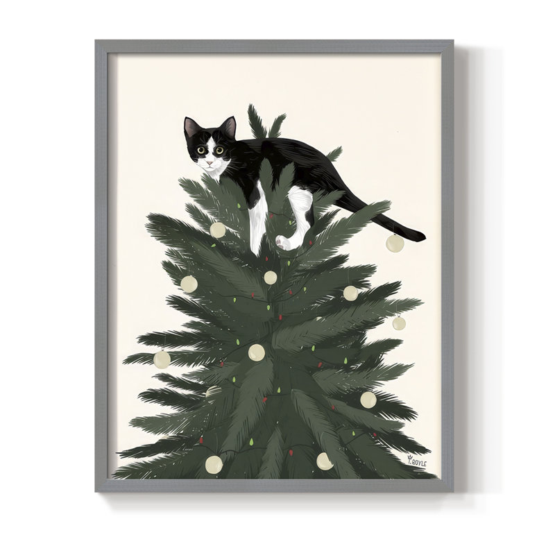 «Rascal Cat V», reproduction encadrée - bois massif, Gris, H 15 po x l 12 po
