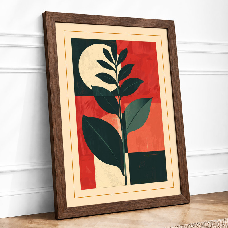 Midnight Plant Art Deco - Framed Print, Walnut, A3 - 42.0 x 29.7 cm