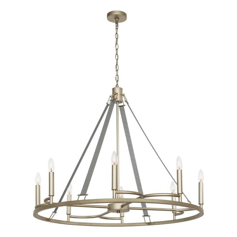 Lustre de style bougie à 8 lumières Kailun, Argent antique