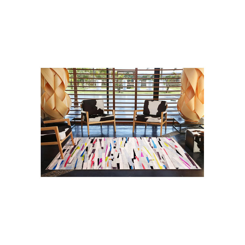 Colorful Toned Creative Woven Base Machine Washable Rug, Runner 3'3" x 9'10" Rug Pad Included