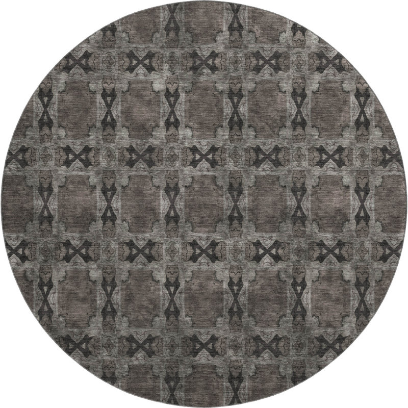 Premium Machine Washable Cerrito AMF564 Gray Rug, Round 8'