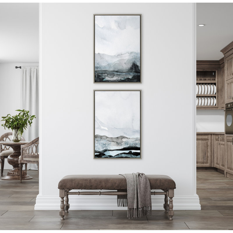 "Blue Layers" par Maja Mitrovic de Makes My Day Happy, ensemble d'art mural sur toile encadrée, 2 pièces 23 x 33, Gris