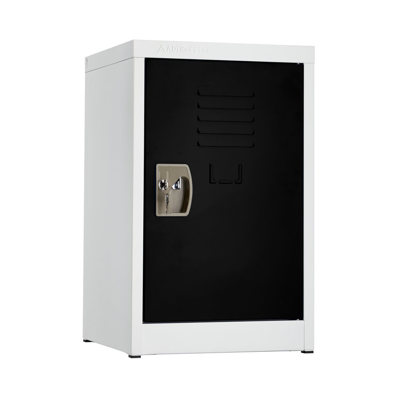Casier pour enfants à 1 porte verrouillable à clé unique en acier H 24 po x l 15 po - Rangement pour les écoles, la salle de sport, la maison - Comprend une tablette, des crochets, une ventilation et un porte-carte - Assemblage facile