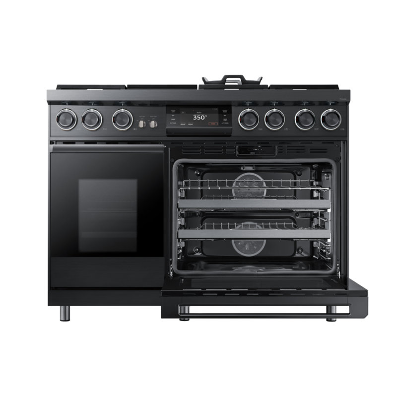 48" Dual-Fuel Steam 6 Burner Range with Embedded Griddle, Graphite Stainless