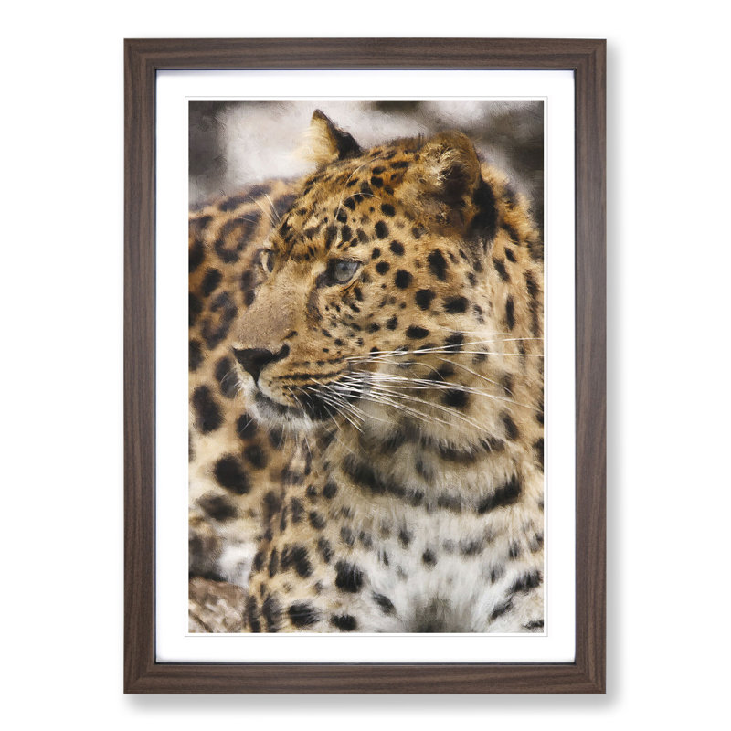 Leopard Vol.1 - Picture Frame Painting, 65cm H x 48cm W x 2cm D, Walnut Framed