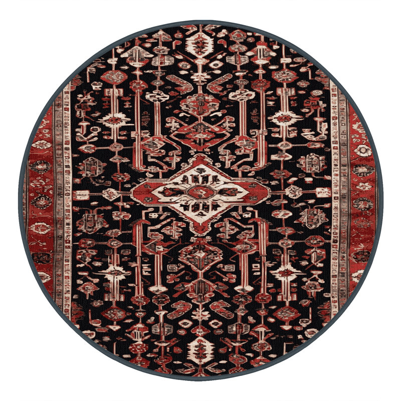 Machine Washable Turkish Brown Area Rug, Rond 7 pi