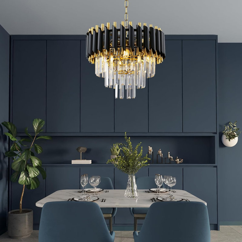 Modern Crystal Chandelier Black And Gold Chandelier 3-tier