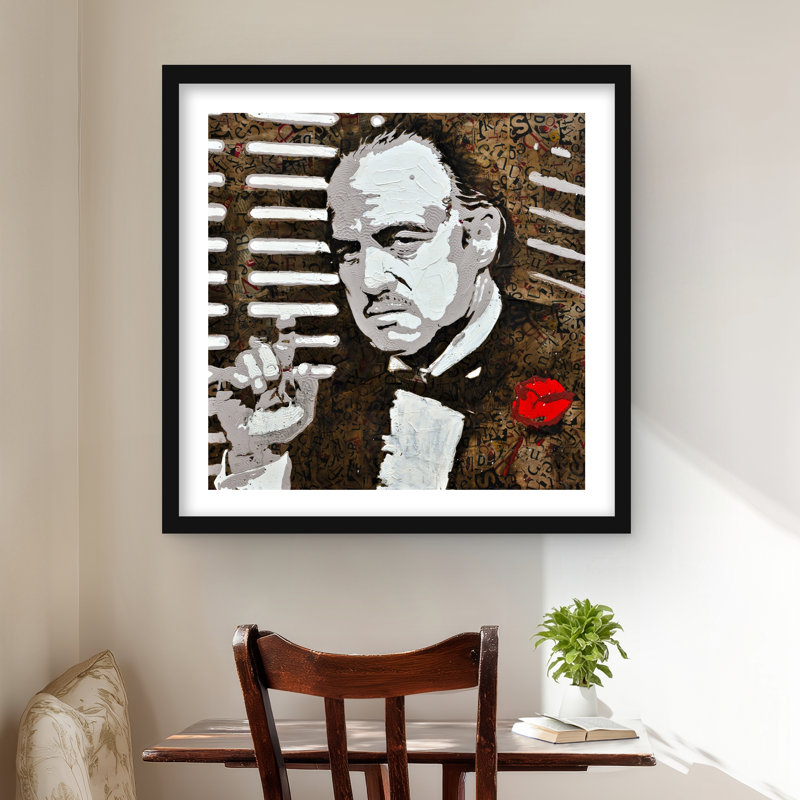 Noir et blanc «The Godfather», impression encadrée avec passe-partout, H 24 po x l 24 po, Noir