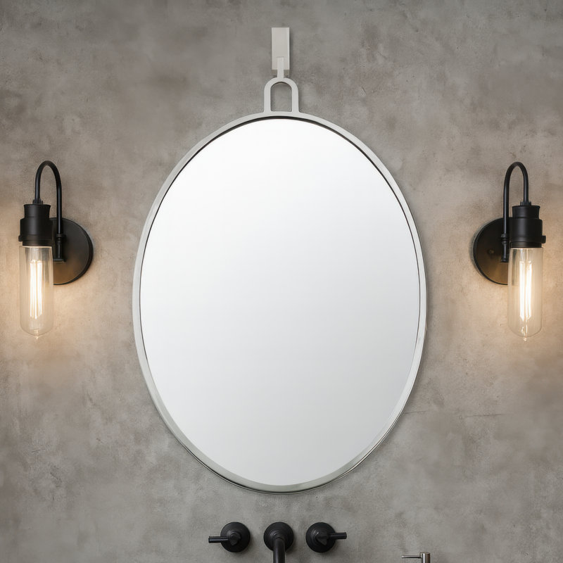 Miroir de salle d'eau 22x30 Stopwatch - Nickel poli, Nickel poli, 22 po x 30 po, Ovale