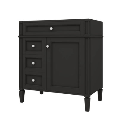 Meuble-lavabo de 30 po sans lavabo supérieur, armoire de rangement contemporaine avec 2 tiroirs et un compartiment rabattable