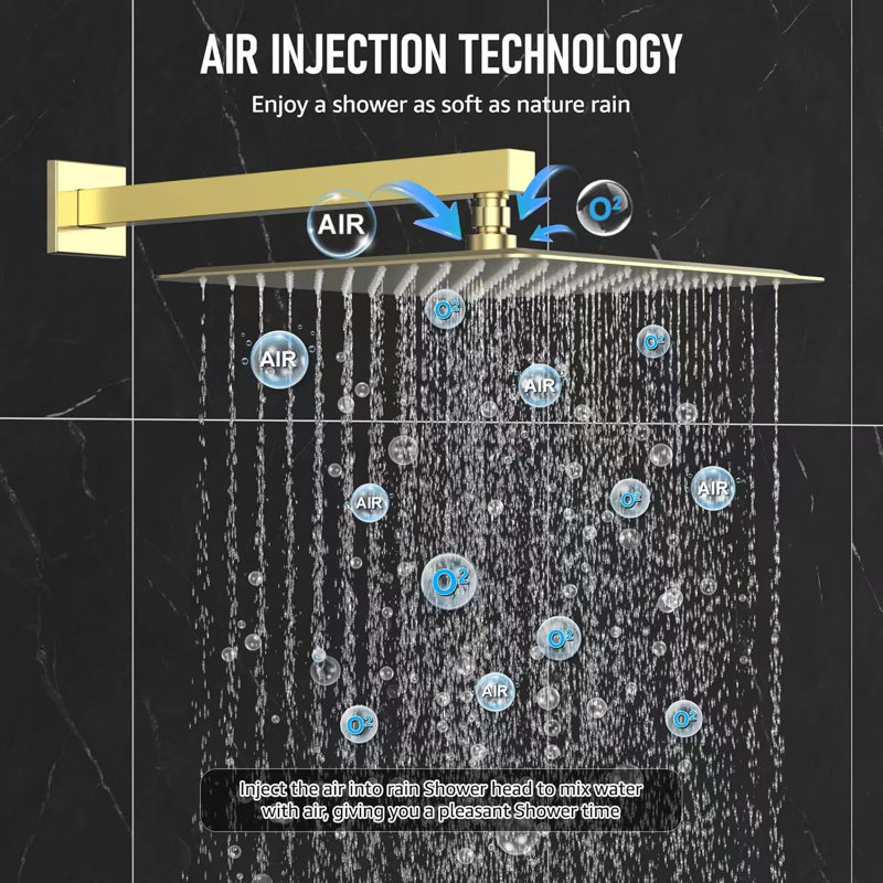 Brushed Shower System Wall Mount With Rain Shower Head And Handheld Shower Set - High Pressure, 3-Mode Diverter, Water Hammer Prevention, All-Metal Construction