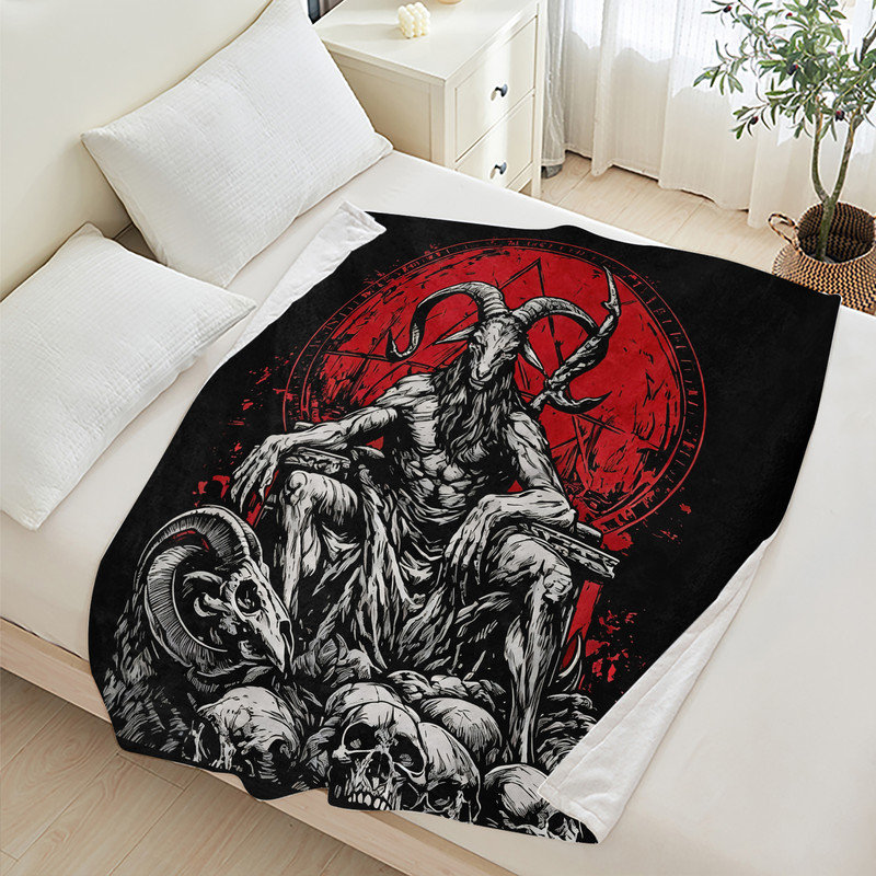 Jeté en flanelle JYK Halloween, Goat Skulls Throne