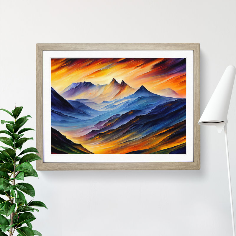 Mountain View Vol.2 Abstract - Framed Print, 25cm H x 34cm W x 2cm D, Oak Framed