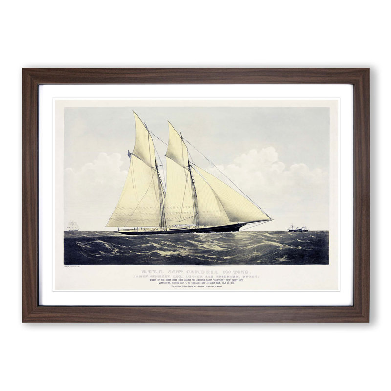 R.T.Y.C. Schr. Cambria Sail Ship - Picture Frame Painting Print, Walnut Framed, 36cm H x 48cm W x 2cm D