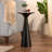 Modern White Marble Top Accent Drink Table with Brushed Black Pedestal Base-813762784