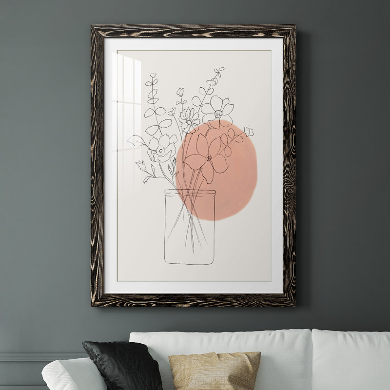 Contemporary Wildflower Bouquet - Peinture encadrée, Papier encadré noir, H 31,5 po x l 23,5 po x P 1,5 po
