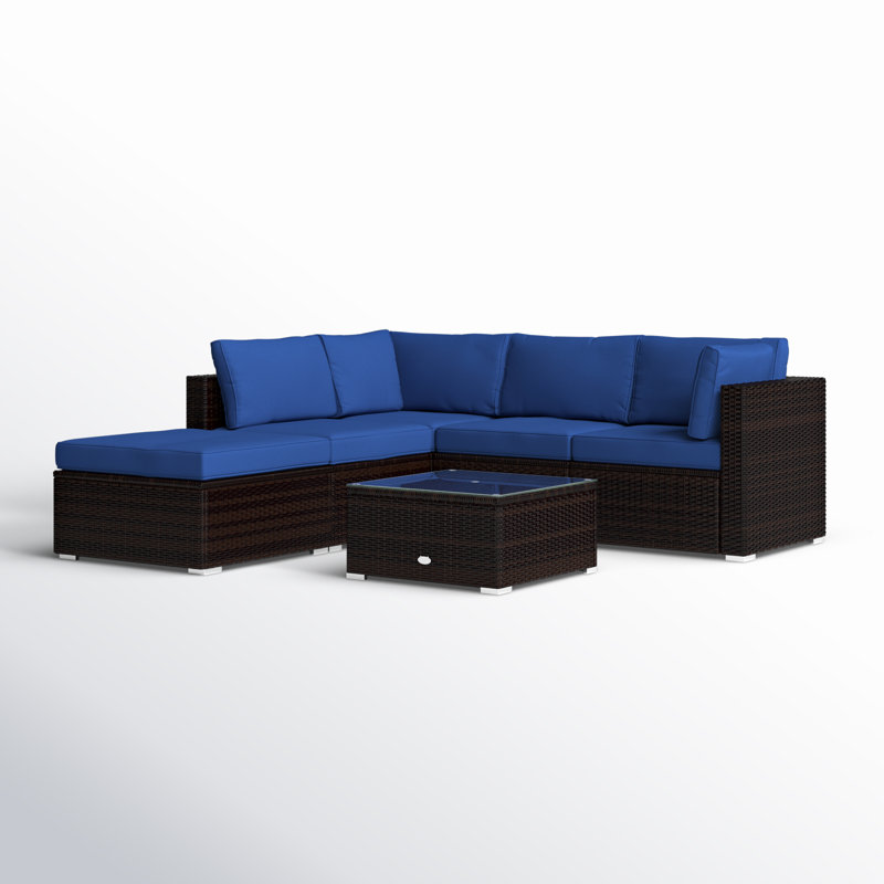 Planada 5 - Person Patio Conversation Set with Cushions, Navy