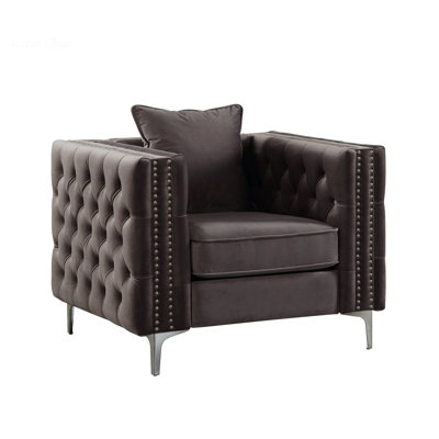 Fauteuil en velours touffeté de 40 po de large Holden