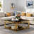 Square Glass Coffee Table With Metal Frame, Tempered Glass Top And Lower Shelf-1294350579