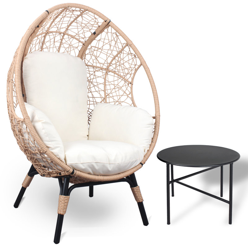 Ensemble de fauteuils en faux osier Beth, Naturel, Blanc