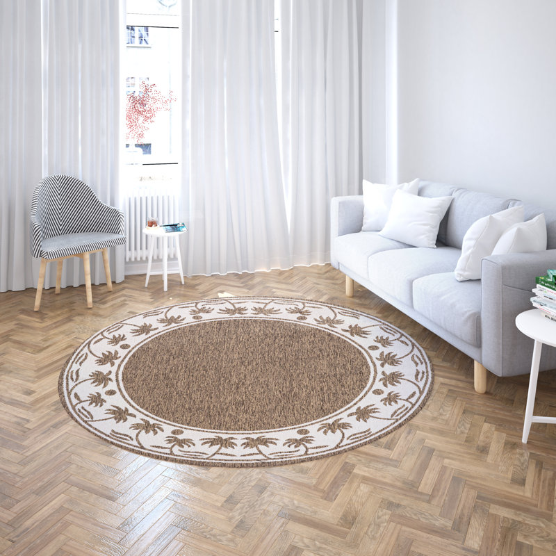 Tapis d'intérieur / extérieur brun Springcreek, Rond 5 pi 2 po
