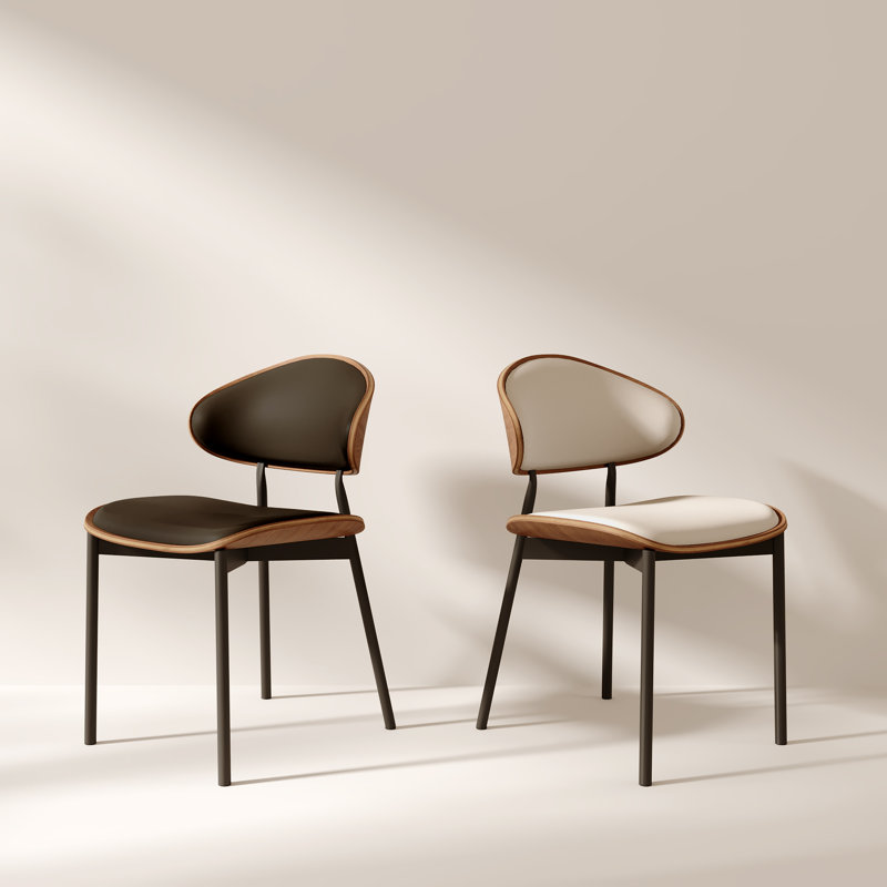 Ensemble de chaises en cuir rembourrées en cuir (ensemble de 6), Noir