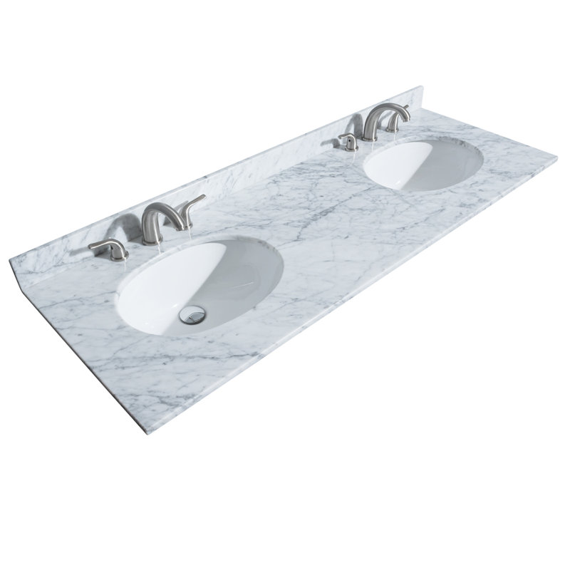 60'' Marble Double Bathroom Vanity Top with Sink