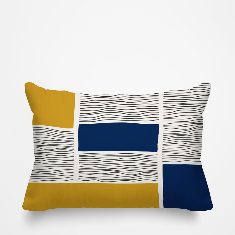Coussin intérieur / extérieur Rapu, Jaune / Bleu Marine