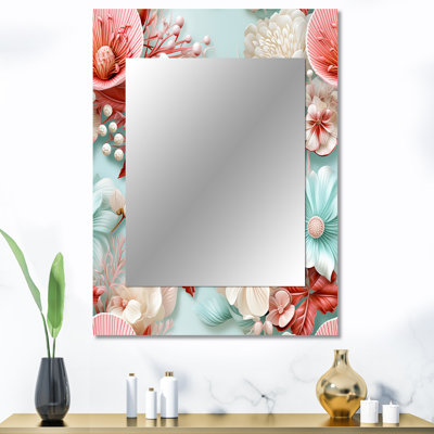 Motif tropical Delors Seashell Whispers - décor de miroir mural unique bord de mer, grand miroir nautique, impression d'art en métal